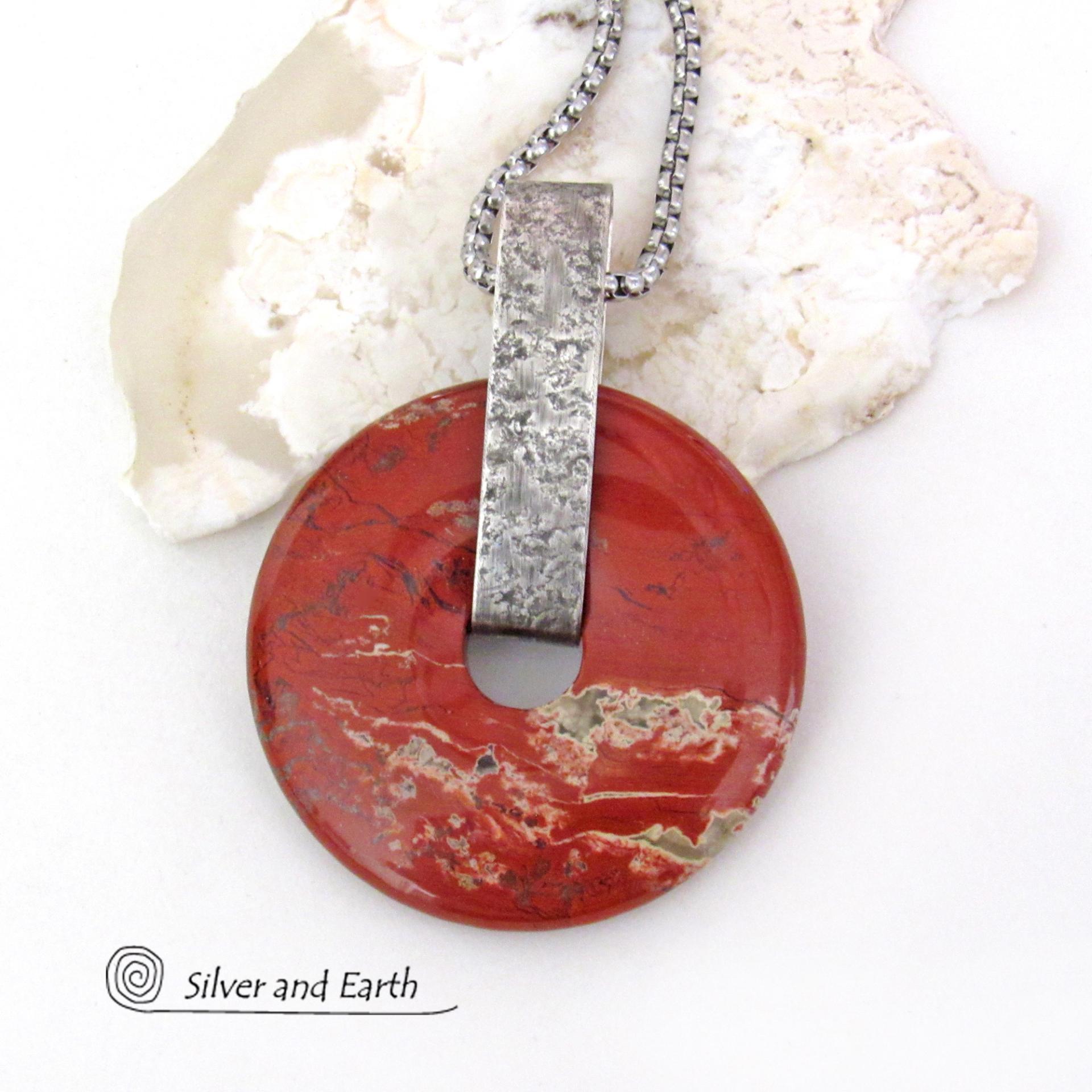 Silver Red Gemstone Pendant Necklace P14001 outlet